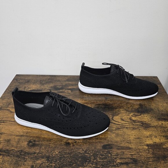 NEW Cole Haan 2 Zerogrand Stitchlite Wingtip Oxford Shoes 10 B Black White Sole - Picture 3 of 9